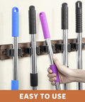Rustic Wood Broom Holder Wall Mount With 5 Racks And 4 Hooks For Laundry Room Organization And Storage Mop Holder installed