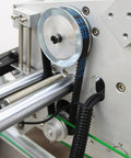 Fully Automatic Desktop Top And Side Labeler Machine With Adjustable Speed Control Fits Bottle Sizes From 1.57 To 3.9 Inches showing detailed drive system.