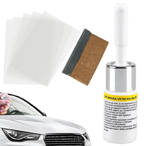 No Sweat Quick Fix Windshield Repair Kit With Nano Resin For Small Chips Bullseyes Stars And Cracks Easy To Use Windshield Repair Fluid Complete Kit For A Seamless Clear Finish with applicator and plastic sheets