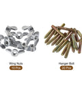 Heavy Duty M4x25mm Hanger Bolts And Matching Wing Nuts Hardware Kit For Furniture Mods And DIY Builds Bang For Your Buck Solid Steel Construction showing 10 wing nuts and 20 hanger bolts.