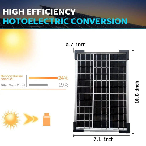 Compact Solar Panel With 12V Output For Outdoor Use, High Efficiency Monocrystalline Module with dimensions labeled