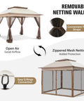 Pop Up Gazebo 11x11 Instant Canopy Tent With Mesh Netting, Patio Shade Shelter For Beach Or Backyard, 121 Square Feet Of Coverage