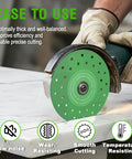 Four And A Half Inch Diamond Tile Cutter Blade For Angle Grinder Porcelain Ceramic Glass Marble And Wine Bottles Cutting Disc Seven Eighths Inch Arbor Ten Piece Set Beefy Performance With Porous Cooling To Reduce Heat Noise And Dust used on marble.