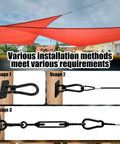 Shade Sail Hardware Kit 304 Stainless Steel All In One Installation Set For Triangle And Rectangle Outdoor Sun Shade Black Classic Style With 104 Pieces Of Cables Turnbuckles Hooks And Screws For Garden Patio showing installation methods
