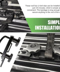 Rooftop Cargo Carrier Mounting Clip Kit With U Bolt Clamp Back Plate Quick Release Strap Protective Pad And Lock Nut For Cars And Vans Outdoor Roof Rack Accessory Black installed on vehicle