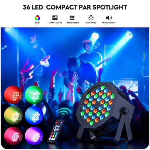 Six In One Party Lights With Nine 18W RGBWA And UV LEDs 8800mAh Rechargeable Battery Wireless Five Pack on stage at a club