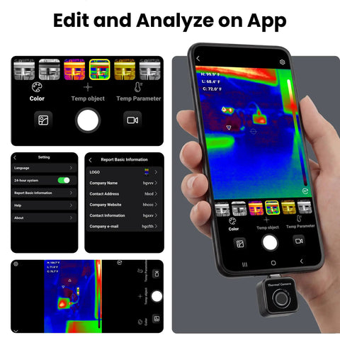 Thermal Camera 128x96 IR Imager For Leak Detection On USB C Android Phones Plug In OTG Ready No Battery Or Drivers Needed on phone app screen