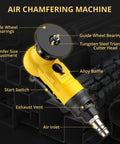 Mini Pneumatic Chamfering Tool With Ten C And Ten R Blades Steel Beveler Machine showing adjustable chamfer settings and cutter head.