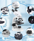 High Power Compound Microscope For Adults Home Lab And School Use With Infinity Optical System Plan Achromatic Lenses 4X 10X 40X 100X Oil