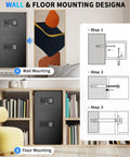 Steps for wall and floor mounting the 7.5 Cuft Large Fireproof Home Safe With Digital Keypad And Two Doors Hidden Compartment.