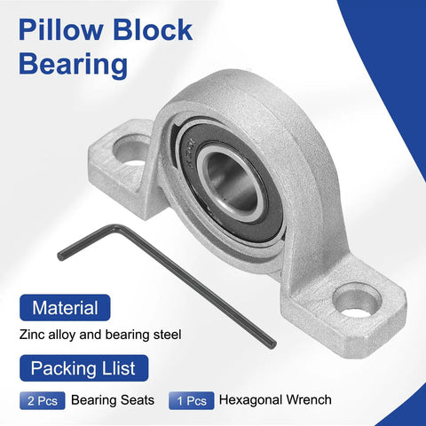 Beefy 12 Millimeter Bore Pillow Block Bearing for Tough Vertical Flange Mount Self Alignment Insert Bearing Housing in Zinc Alloy Steel Pack of 2