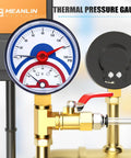 Thermal Pressure Gauge 0-160 Psi With 30-250 F Range, 1/4 NPT Lower Mount, 2.5 Inch Dial, Brass Connection for Air and Liquid