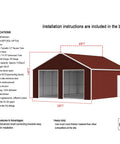 Hella Roomy Extra Wide Metal Garage Steel Barn Shed Galvanized Steel Storage Building 45 By 25 Feet With 14 Foot Height front view with dimensions