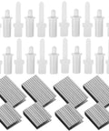 Shutter Repair Kit with Replacement Pins and Staples for Easy Louver Movement, clear plastic pins and metal staples.