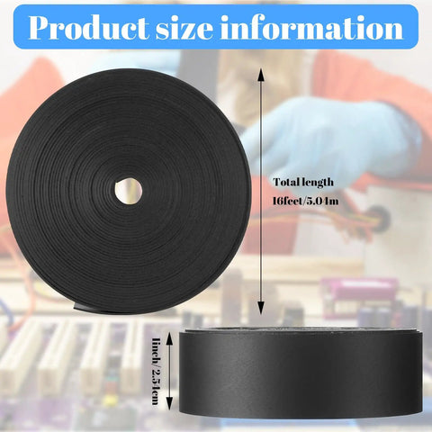 1 Inch Heat Shrink Tape For Electrical Wiring Black Shrink Wrap Tape With Heat Activated Adhesive rolls with dimensions shown