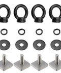Badass M6 T Track Bolts With Killer Eye Nuts For Heavy Duty Roof Rack Builds Black Finish 304 Stainless Steel Tough Cargo Tie Down Universal Hardware Pack Of Four with black eye nuts and washers.