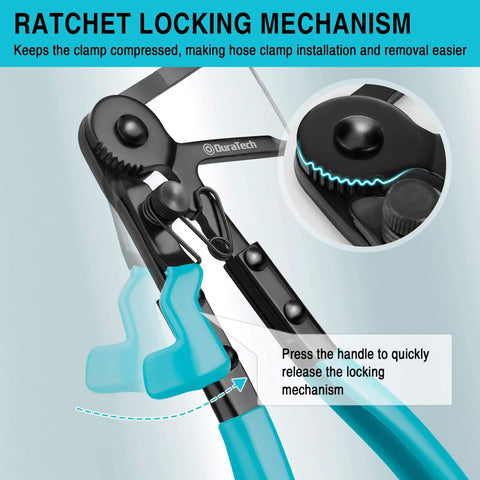 Long Reach Hose Clamp Pliers 27 Inch Flexible Radiator Clamp Tool With Ratchet Locking Mechanisms showing locking feature