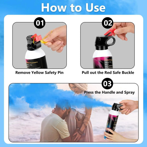 Step-by-step guide on using Totally Epic Gender Reveal Fire Extinguisher 2 Pack Straight Up Biodegradable Eco Friendly Party Confetti Sprayer.