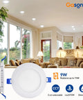 Living room with Six Pack 4 Inch Ultra Thin LED Recessed Ceiling Lights With Junction Box 2700K To 5000K CCT Selectable 9W