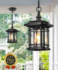 Outdoor Pendant Lights For Porch Black Exterior Hanging Lanterns Waterproof Aluminum Farmhouse Ceiling Light Fixture