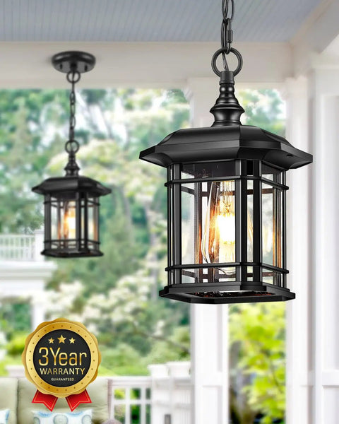 Outdoor Pendant Lights For Porch Black Exterior Hanging Lanterns Waterproof Aluminum Farmhouse Ceiling Light Fixture