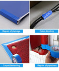 Blue Heavy Duty Duct Tape 9 Mil Thick 2 Inch By 30 Yard Roll Waterproof used for cable binding, carpet fixing, and pipe repair