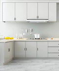 Modern kitchen with Matte Black Cabinet Handles Square Drawer Pulls 3 Inch Hole Centers Stainless Steel 10 Pack 76mm