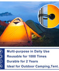 Orange tent setup using 8 Inch Bungee Balls With Toggle Locks, 50 Pack Heavy Duty Tarp Cords For Camping Shelter, UV resistant