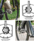Dual Function Bicycle Pedals With Flat And Clipless Sides Nine Sixteenth Inch Platform Pedals SPD Compatible for Mountain Road BMX Bikes