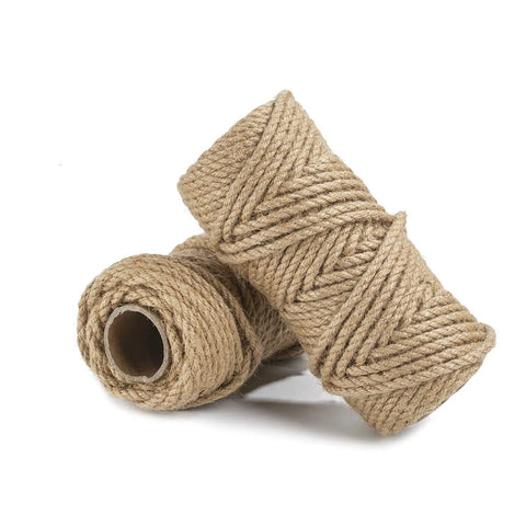 Heavy Duty 100 Feet 5mm Jute Twine Rope For DIY Arts Crafts And Gardening, two rolls of natural hemp fiber for bundling