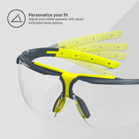 Clear Safety Glasses With Anti Fog Coating For All Day Comfort, Non-Slip Nose Bridge, Seven Pro-Grade Adjustable Tilt Levels, Scratch-Resistant Frames, ANSI Z87 Certified, 100 Percent UV Protection, Fog-Free Eyewear For Men And Women