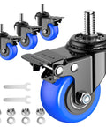 Beefy Heavy Duty 2 Inch Stem Casters Set Of Four With Locking Swivel Wheels, 800 Pound Capacity, detailed view of PU wheel.