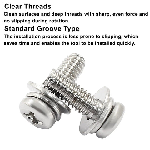 M4 X 12mm Phillips Pan Head Machine Screws with clear threads, 304 stainless steel for secure installation, set of 2.