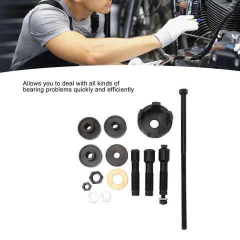 14 Piece Motorcycle Wheel Bearing Puller Tool Kit Quick Removal And Installation Fits Sae Metric Bearings 0.75 Inch 1 Inch 25 Mm Solid Steel Build For Hardcore Grinds Comes With Carry Case To Keep Gear Tidy For Shop Pros, bearing puller parts layout