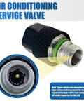 Close-up of AC Retrofit Valve showing port seal cover and valve core for Refrigeration Systems