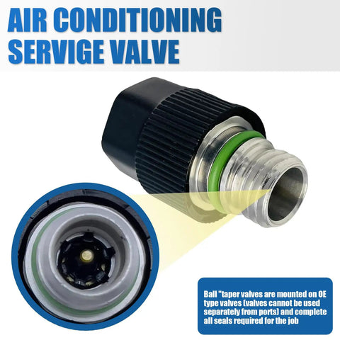 Close-up of AC Retrofit Valve showing port seal cover and valve core for Refrigeration Systems