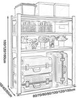 Built Tough Stainless Steel Washer Shelf With Adjustable Multi Tier Layout For Heavy Duty Laundry Game Changer And Reliable Over Dryer Storage Flex Rack Unit showcasing tiered storage layout with bins and plants.