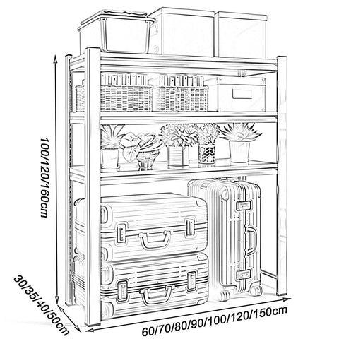 Built Tough Stainless Steel Washer Shelf With Adjustable Multi Tier Layout For Heavy Duty Laundry Game Changer And Reliable Over Dryer Storage Flex Rack Unit showcasing tiered storage layout with bins and plants.