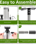 Assembly instructions for Long Handle 2 In 1 Weed Remover Tool With Adjustable Length showing steps to assemble handle and head.