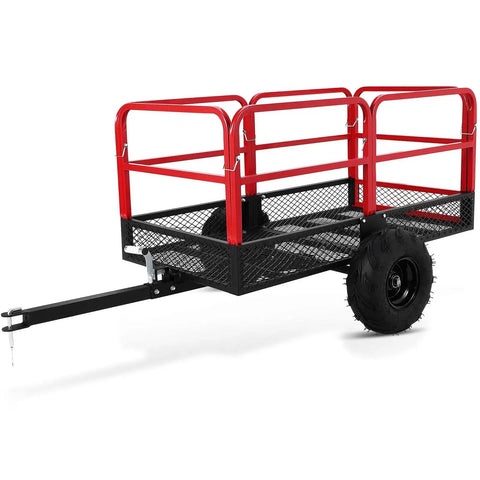 Heavy Duty 1500 Lbs Dump Trailer With 22 Cu Ft Bed And All Terrain Pneumatic Tires Tow Behind Utility Cart side view