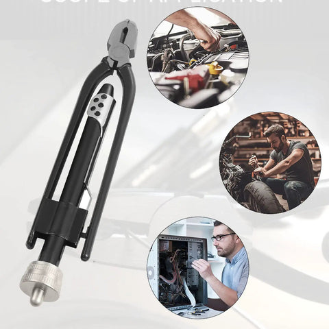 Six Inch Safety Wire Pliers With Twenty Five Foot Stainless Twist Wire Tool 032 Gauge Lock Grip For Motorcycle Dirt Bike Grips Aircraft Auto Industry For Professional Shop Use showing usage in automotive and industrial settings.