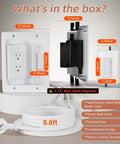 Slick In-Wall Cable Management Kit With Brush Plate for tidy cable setup, includes 9.8ft power cord, wall outlet, and installation tools.