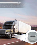 4 Pack 1.78 Inch Trailer Bearing Dust Caps Grease Cap For Three Quarter Inch Wheel Hub Axles, shown with a truck on highway backdrop