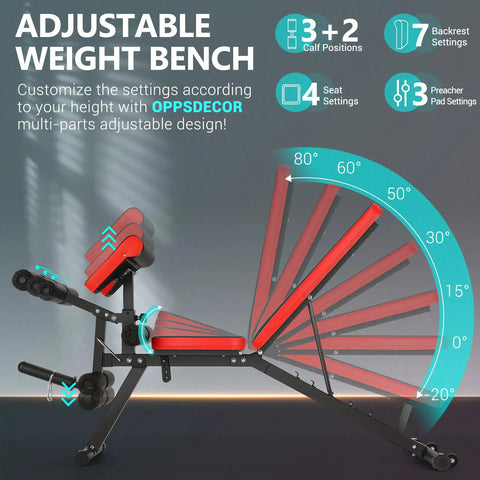 800 Lb Adjustable Weight Bench For Home Gym With Leg Extension And Leg Curl Preacher Curl Bench Multi Position Backrest