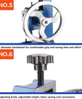 Heavy Duty Cast Iron Arbor Press With Oversized Handwheel For Stamping Bending And Forming 1320 Lbs, close-up of large handwheel and height adjustment knob.