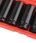 Rock Solid 10pc Deep Impact Socket Set For Cars And Gear Heads, Made From Top Tier Chrome Vanadium Steel Tough As Nails For Quick Repairs On Any Vehicle Or Heavy Duty Job At The Shop. 19mm-24mm sockets in red case