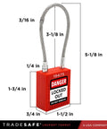 10 Red Keyed-Different Lockout Padlocks With Steel Cable Locks For Safe Lockout Tagout, 2 Keys Each, OSHA Compliant, Premium Grade