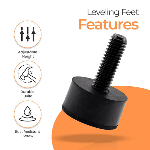 Heavy Duty Rubber Furniture Levelers Give Boss Grade Stability On Hardwood Tile Floors Comes With Eight 516 Inch 18 Thread Adapters adjustable black leveling foot with threaded screw