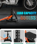 Heavy Duty Dirt Bike Stand With Tool Trays, 660 Lb Capacity, Hydraulic Lift, Damping Adjustable Height For Motocross Pit Bikes.