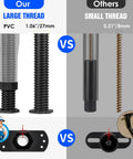 Comparison of Adjustable Telescopic Bed Support Legs: large PVC thread vs small thread with height adjustment features.